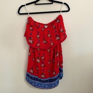 Sleeveless red boho dress